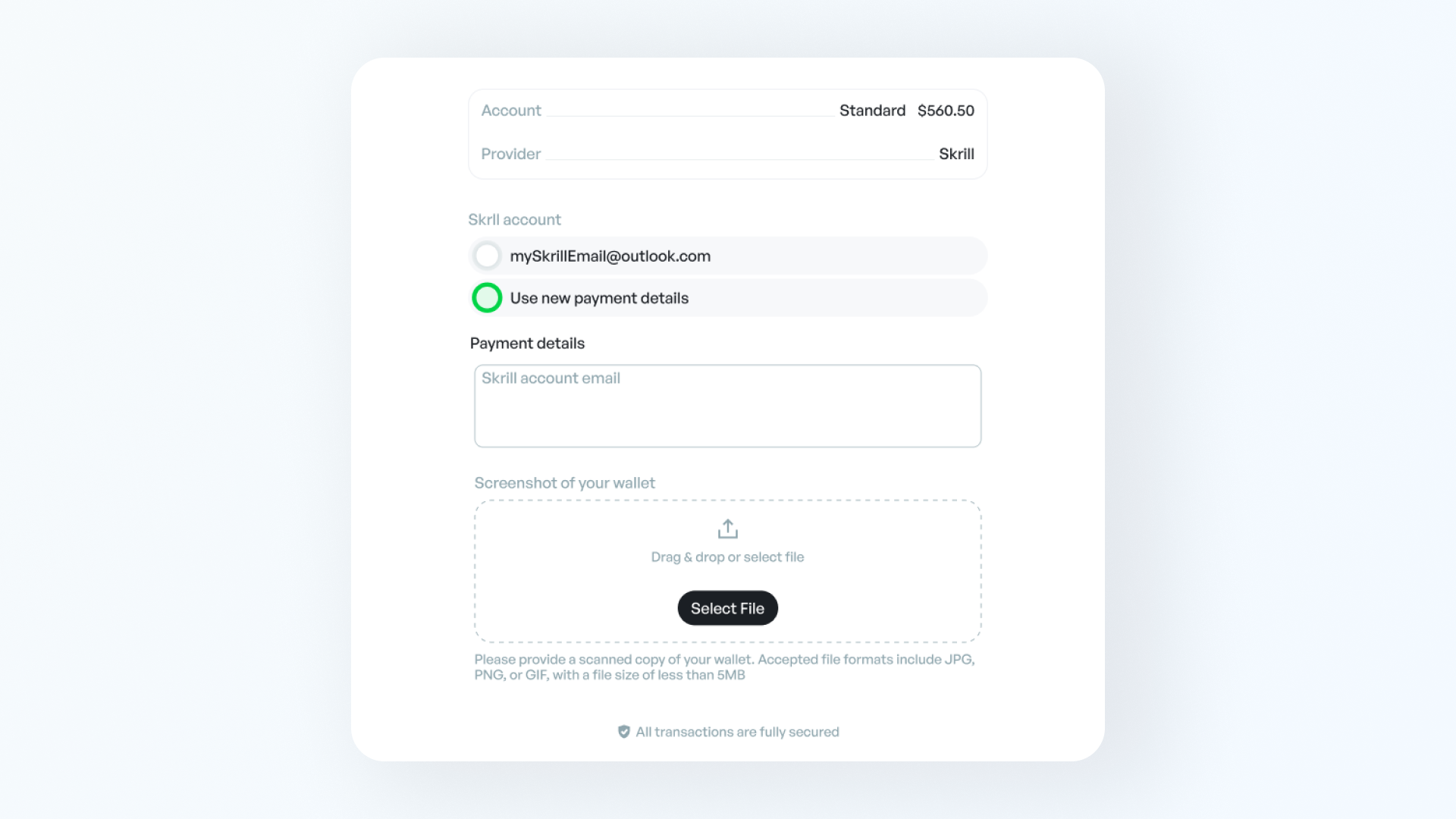 Amega client area screen 1