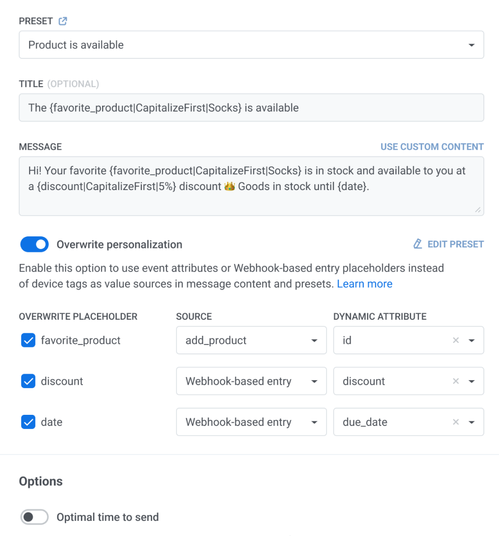 Pushwoosh guided feature explanation
