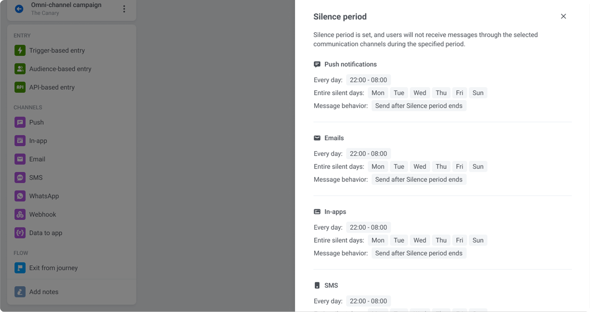Pushwoosh campaign builder and automation flow overview