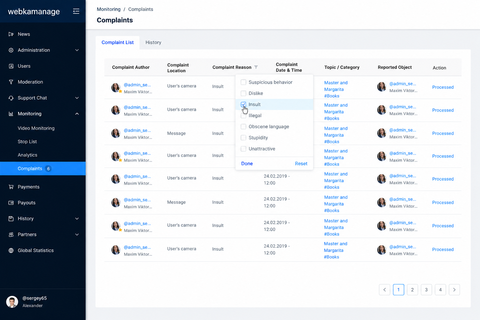 Unified moderation dashboard